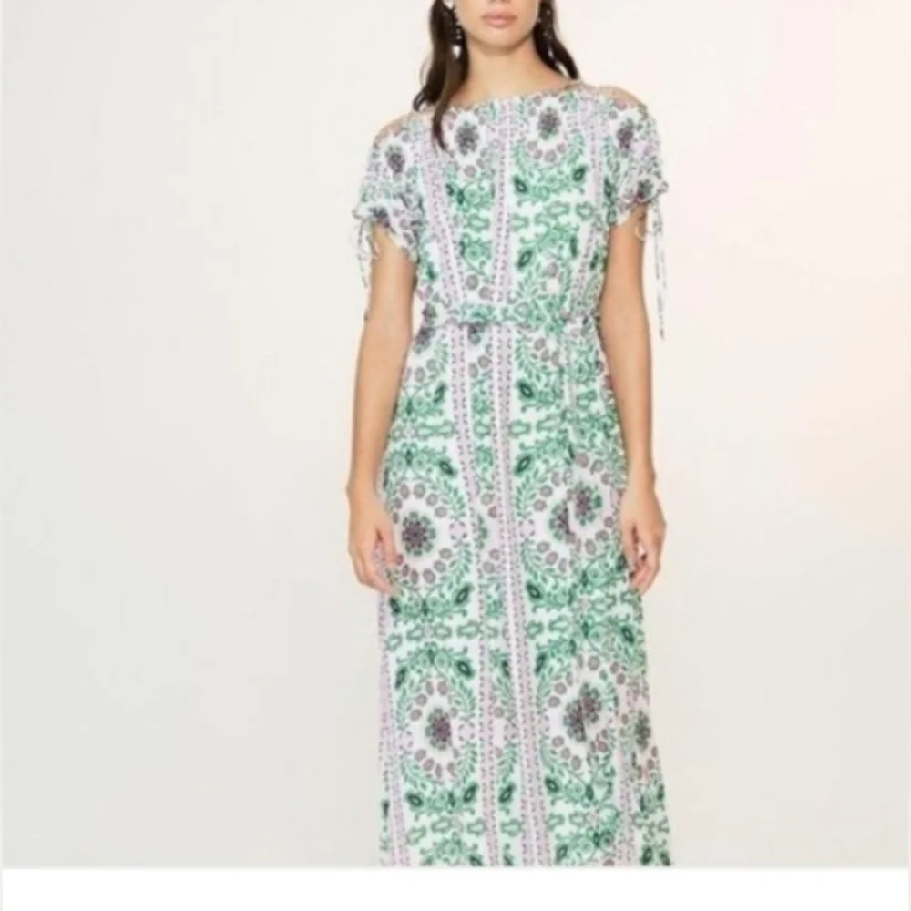 Tory Burch Green and White Patterned Midi Dress - Picture 2 of 8